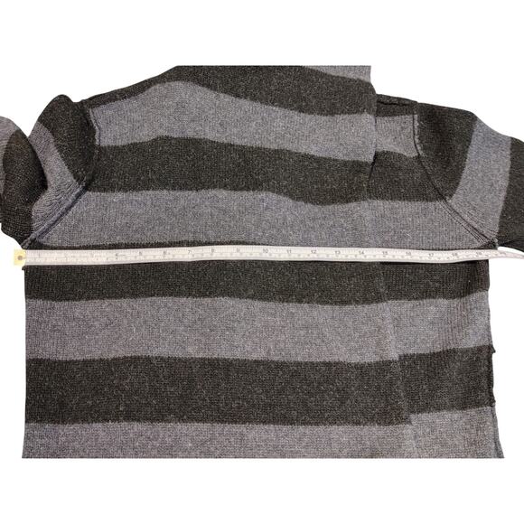 Vince Alpaca Cashmere Wool Sweater Cardigan Black Gray Striped Womens Large - Picture 4 of 6